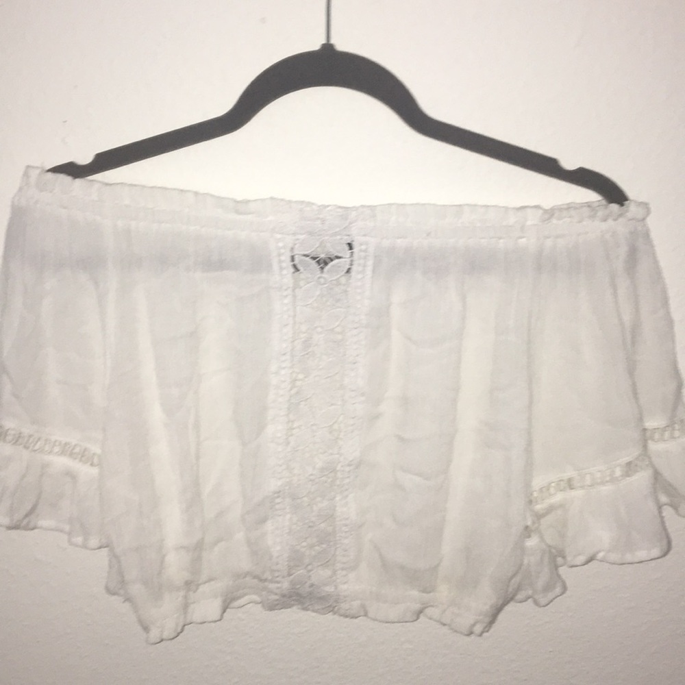 Off the shoulder white crop top